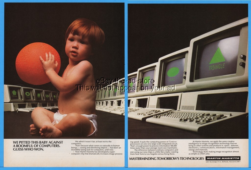 1986 Martin Marietta Bethesda MD Baby With Ball Vintage Computers Processors Ad