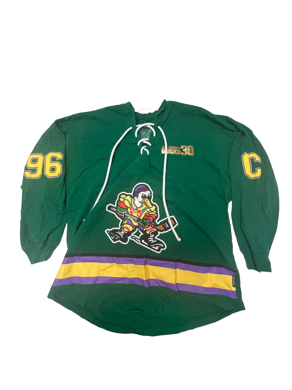 sney The Mighty Ducks 30th Anniversary Spirit Jersey Green Medium Hockey