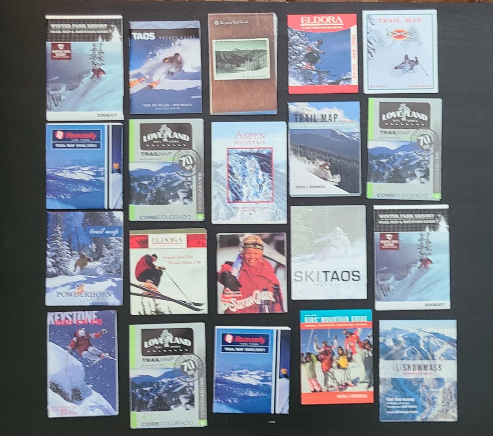 42 Vintage CO & NM Ski Trail Maps Lot Winter Park Aspen Loveland 1988-2009