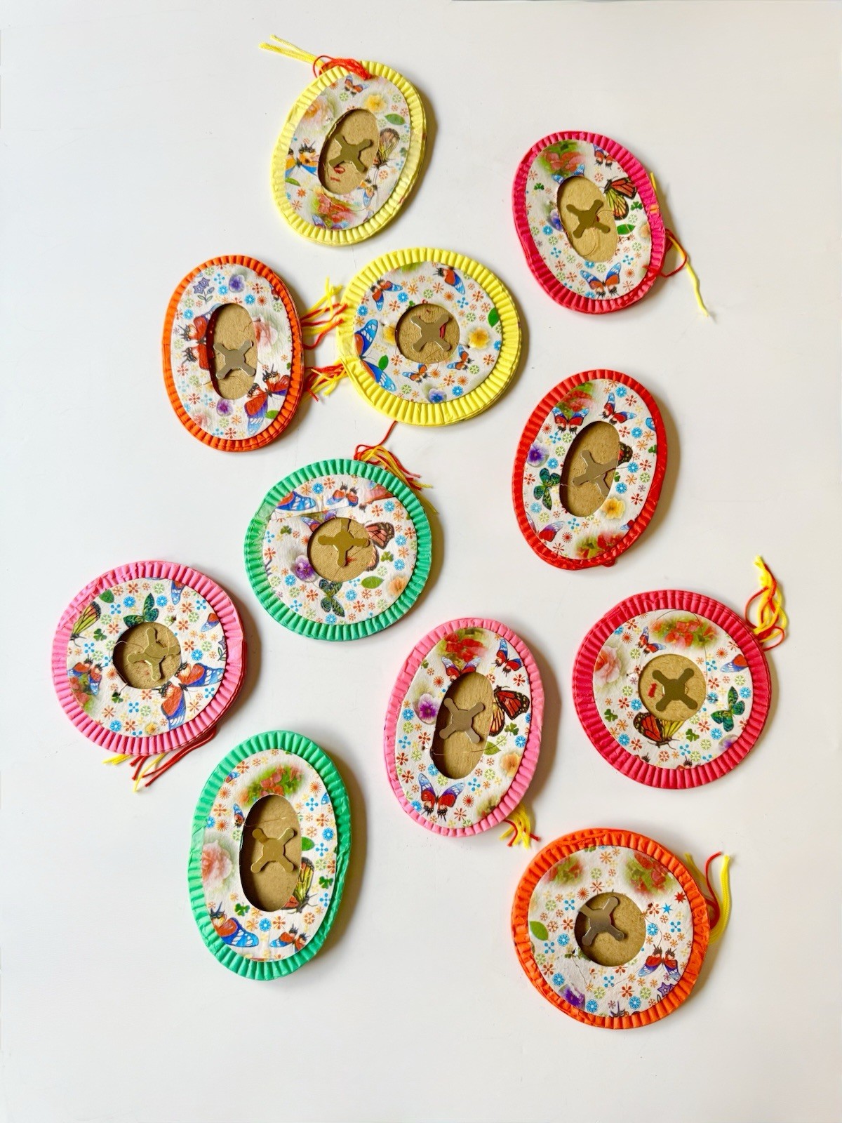 1960s Chinese Hanging Lanterns Set Of 11, Colorful Decor