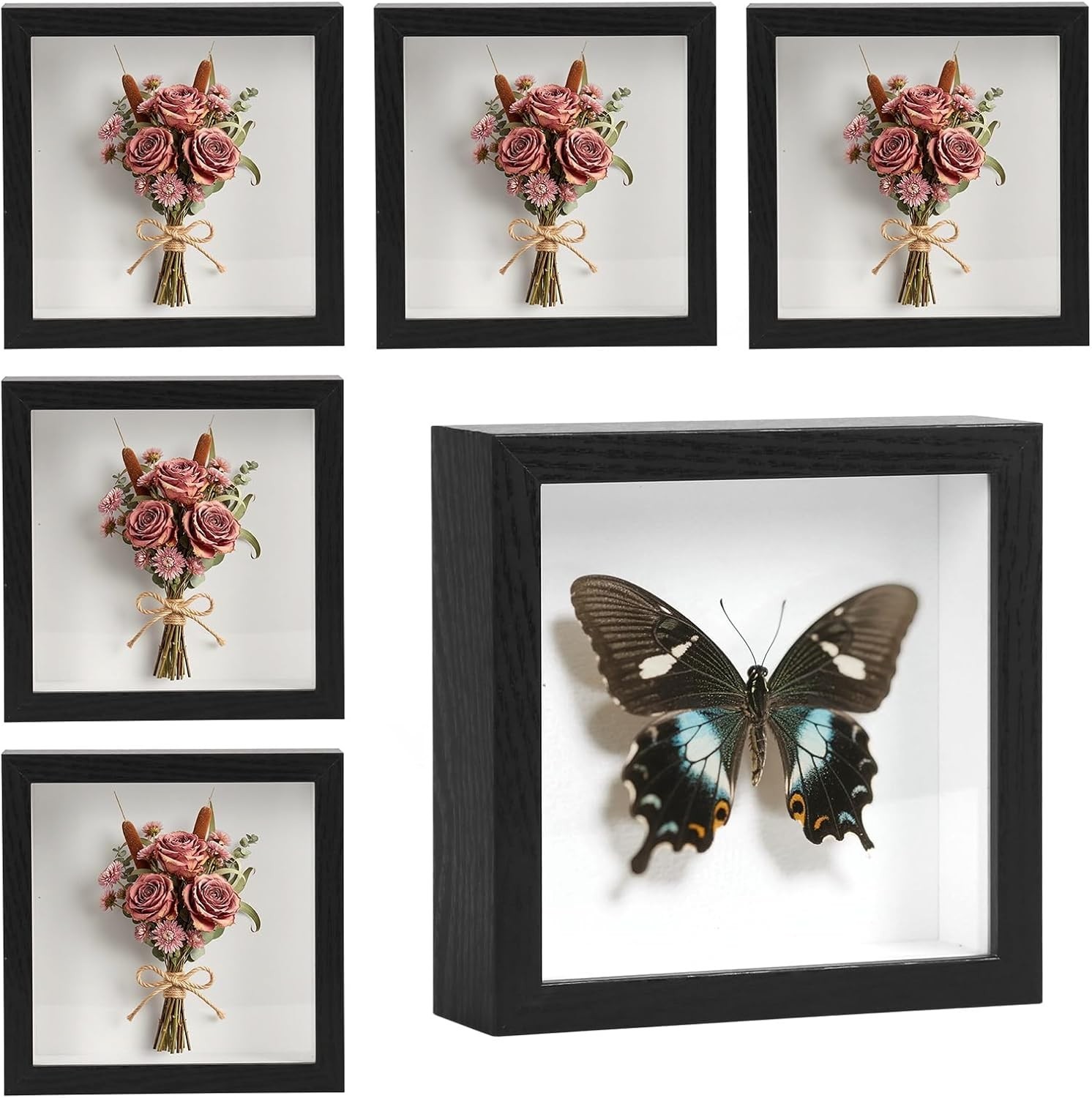 6 Pcs Shadow Box Frame - 5x5 Square Display Case for 5\