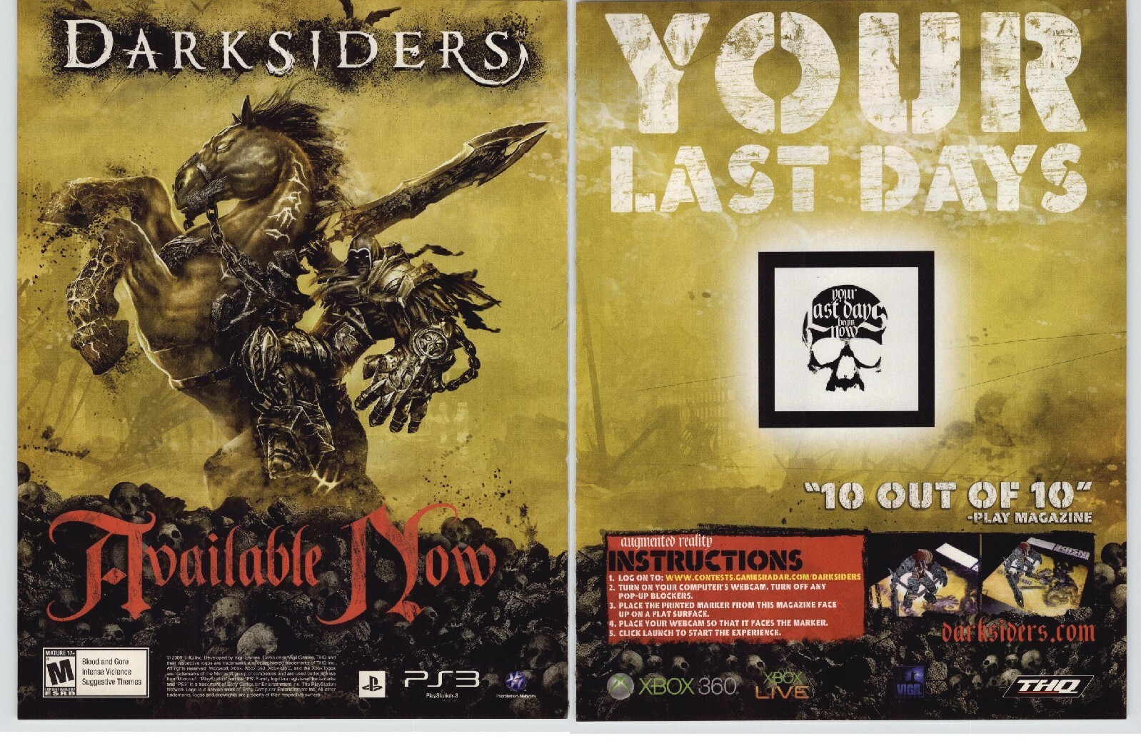 2009 Darksiders PS3 Xbox 360 Print Ad/Poster Authentic Promo Art Joe Madureira