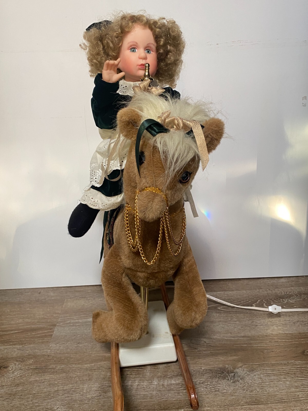Santa's Best Animated Christmas Display Rocking Horse Girl Caryn Vintage c1990s