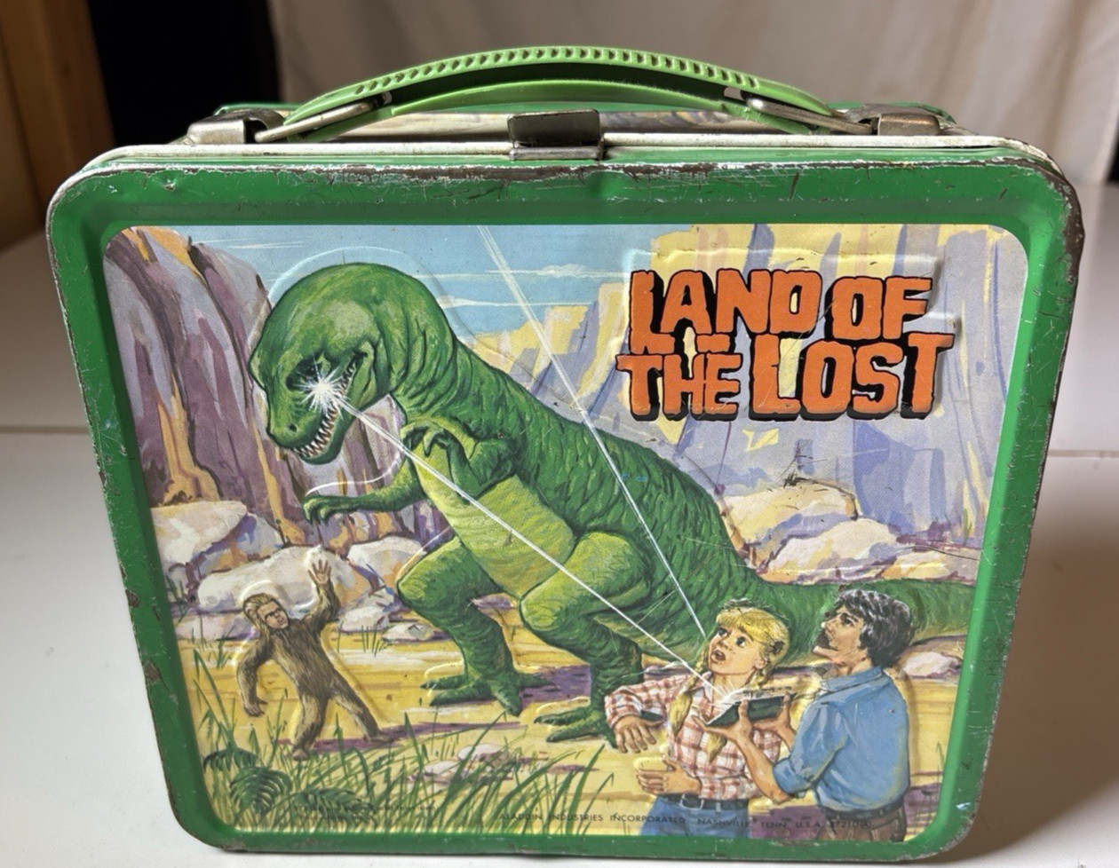 Vintage Land of The Lost Metal Lunchbox And Thermos 