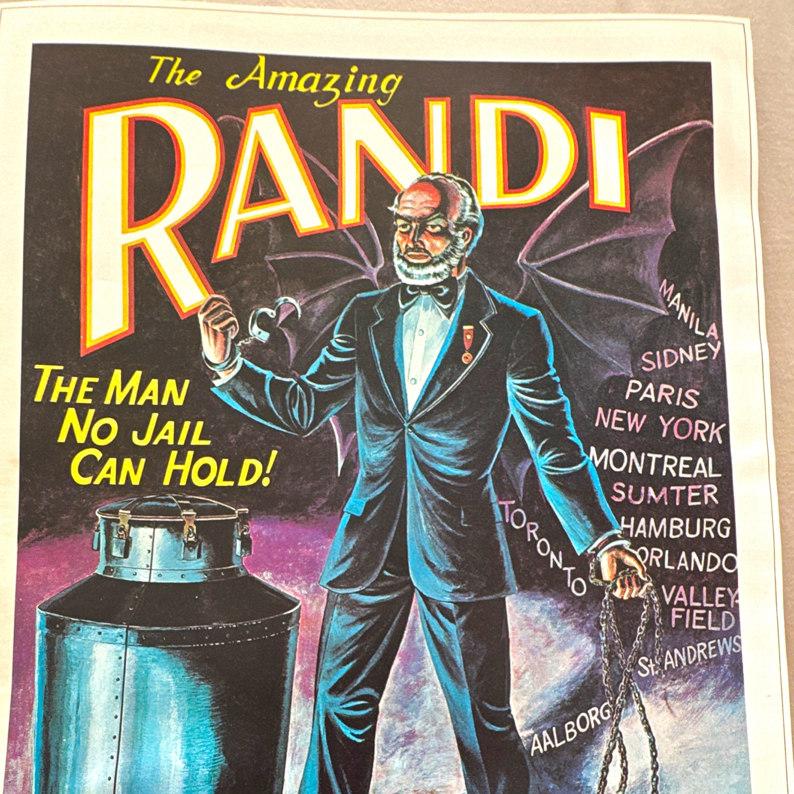 1920’s Amazing Randi Magic Poster Print Halloween Occult Vintage Magician Old