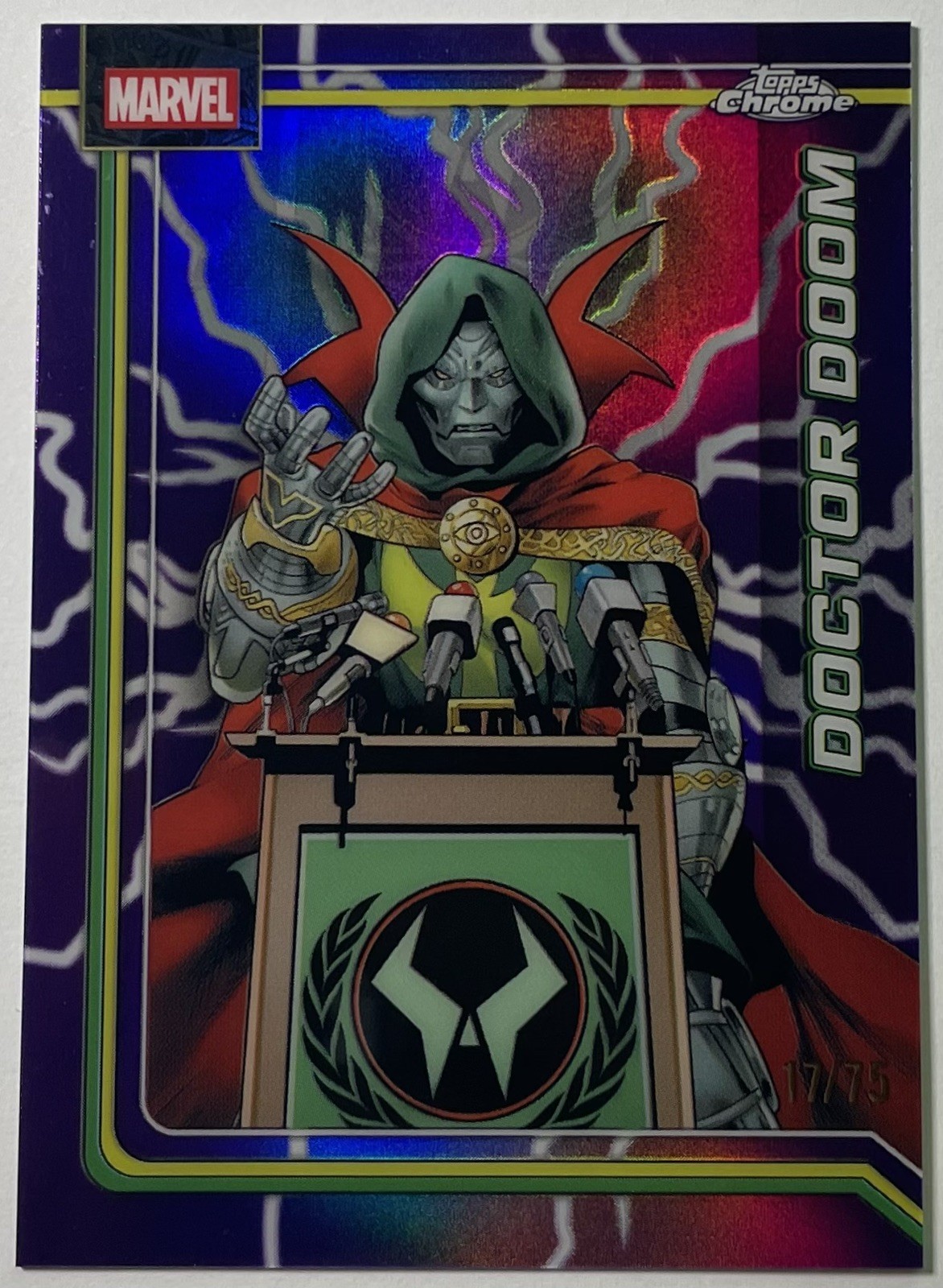 2026 Topps Chrome Marvel DOCTOR DOOM Purple Lightning Refractor /75 #28
