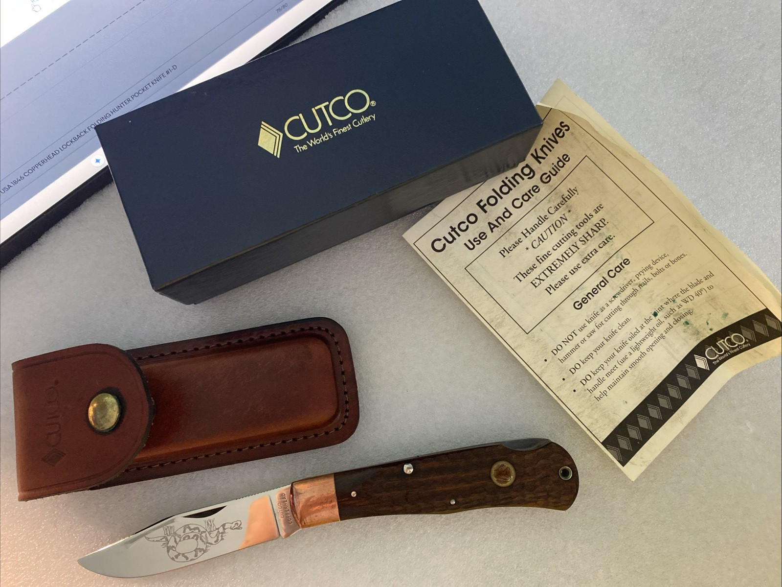 VINTAGE CUTCO USA 1846 COPPERHEAD LOCKBACK FOLDING HUNTER POCKET KNIFE #1-D