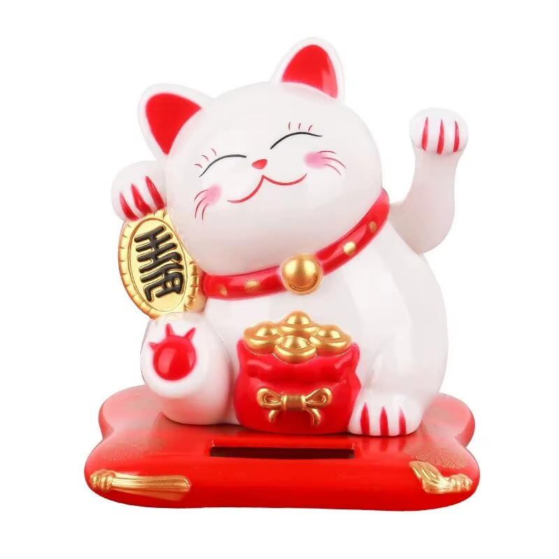 1Pc Lucky Beckoning Cat Solar Powered Waving Wealth Good Fortune Awaits Solar-Po