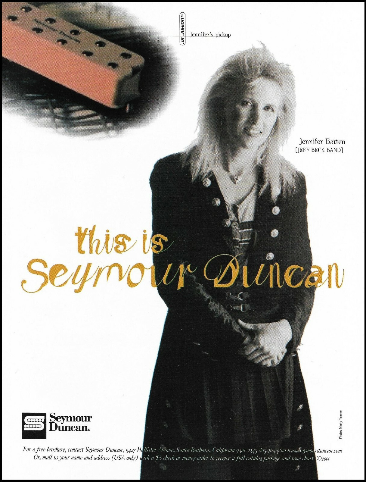 Jennifer Batten Signature JB Junior Seymour Duncan Guitar Pickup 2000 ad print B