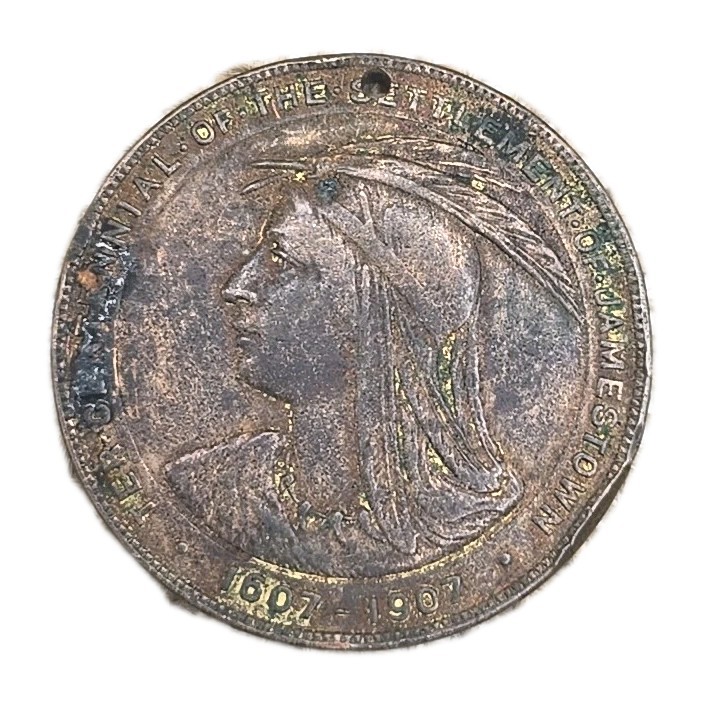 1907 Jamestown Tercentennial Expo Official Medal So Called Dollar Gilt Bronze