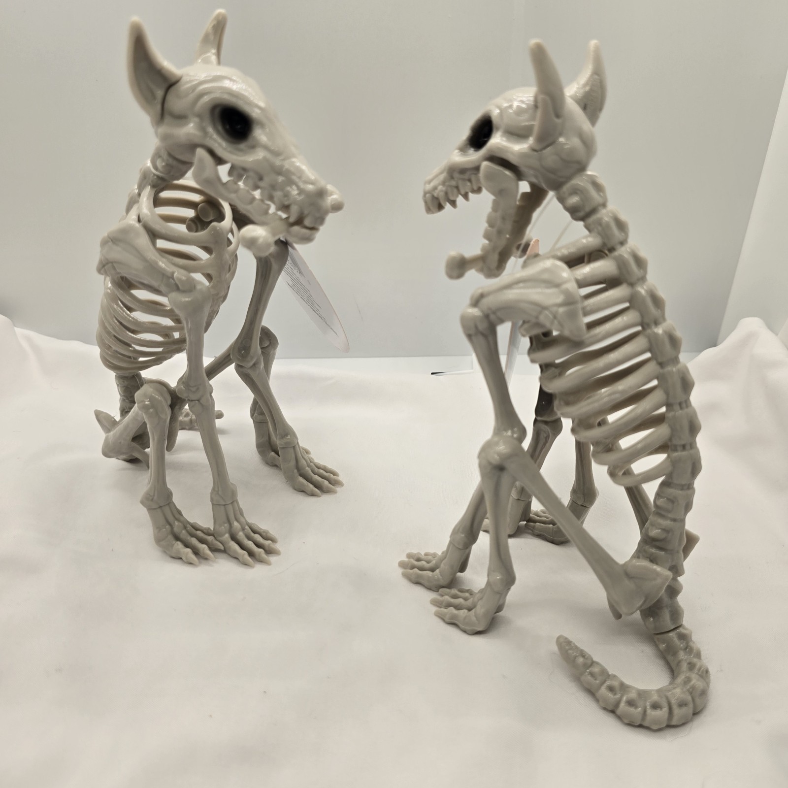 Set Of Creepy Dog Skeleton Halloween Bones Skull Zombie Toy Anatomy Sitting Prop