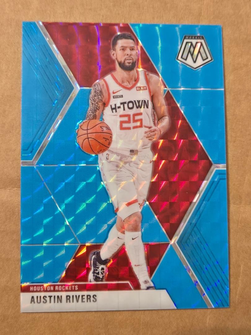 2019-20 Panini Mosaic Blue Fluorescent Mosaic Prizms SSP Austin Rivers 9/15