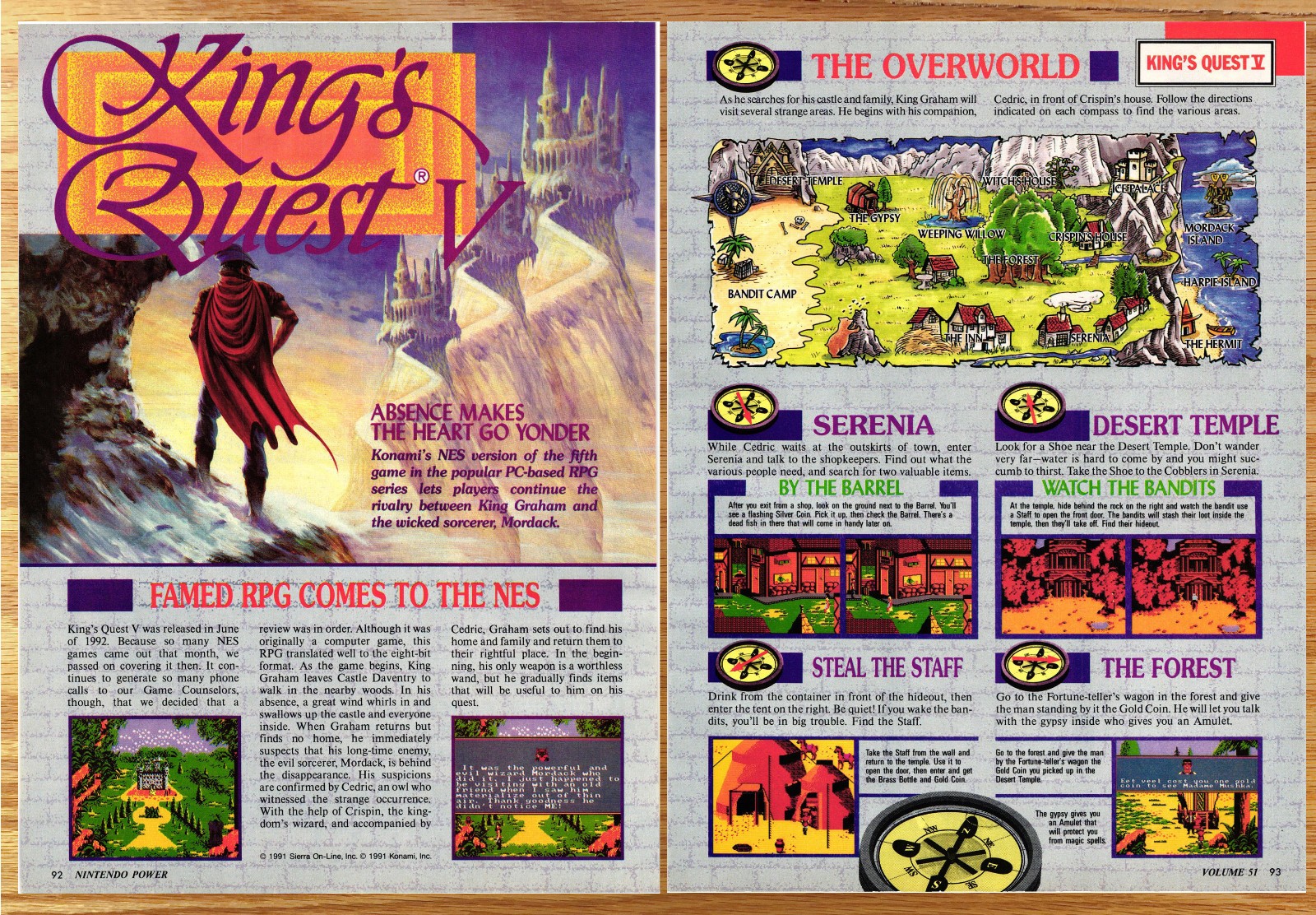 King's Quest V RPG Nintendo NES - 2 Page Video Game Print Ad Poster Art 1993