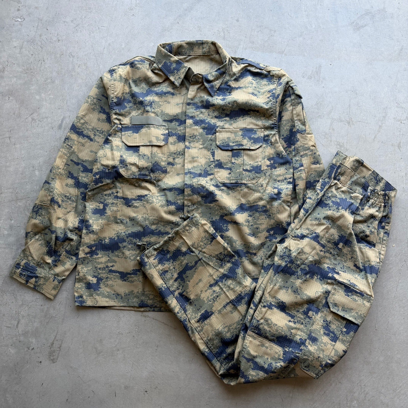 Turkish Army Tactical 2012 Blue Digital Camo Field Jacket Pants Set Ripstop