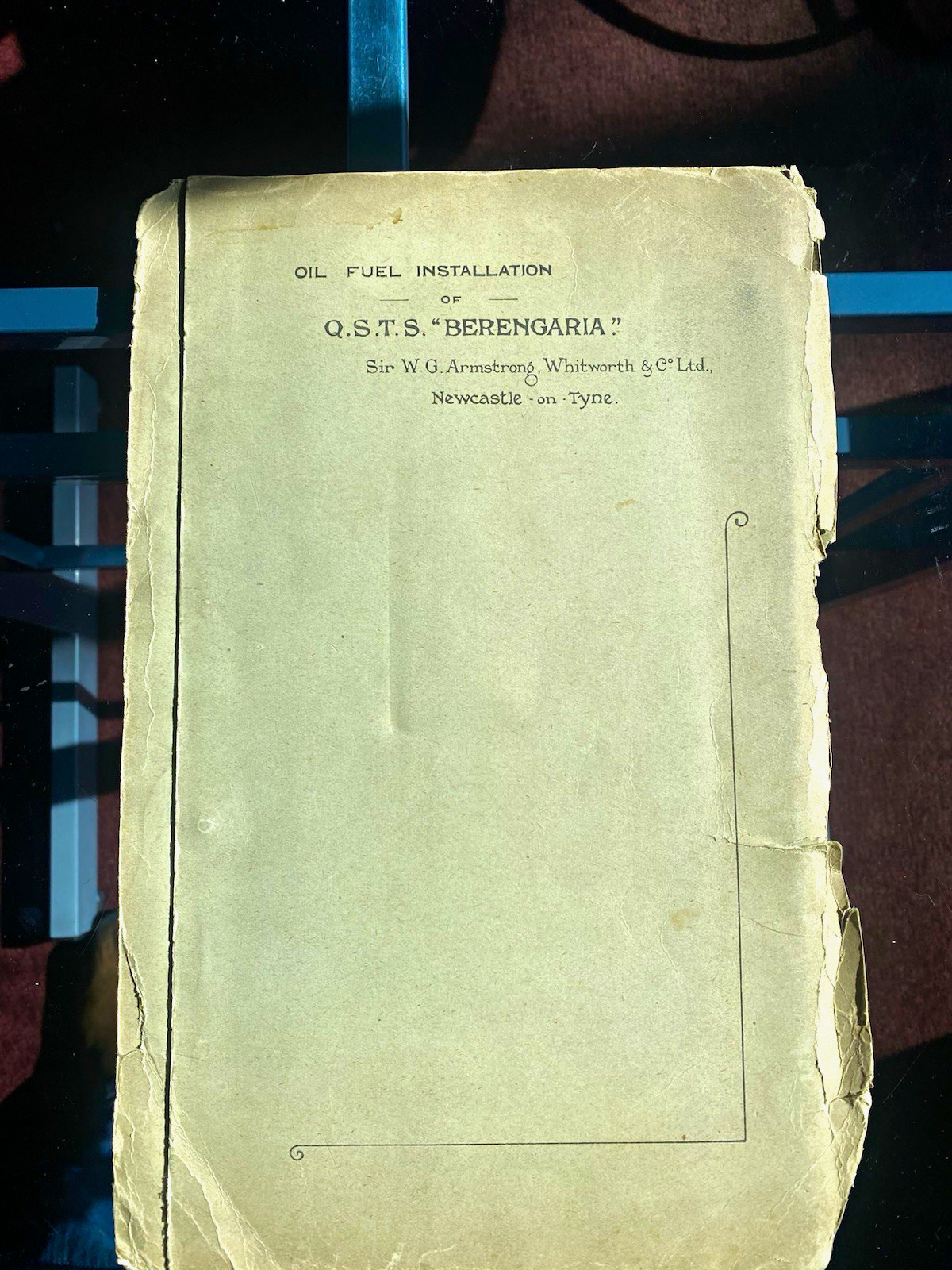 (RARE) Original Q.S.T.S. Berengaria Oil Fuel & Machinery Arrangement Blueprint