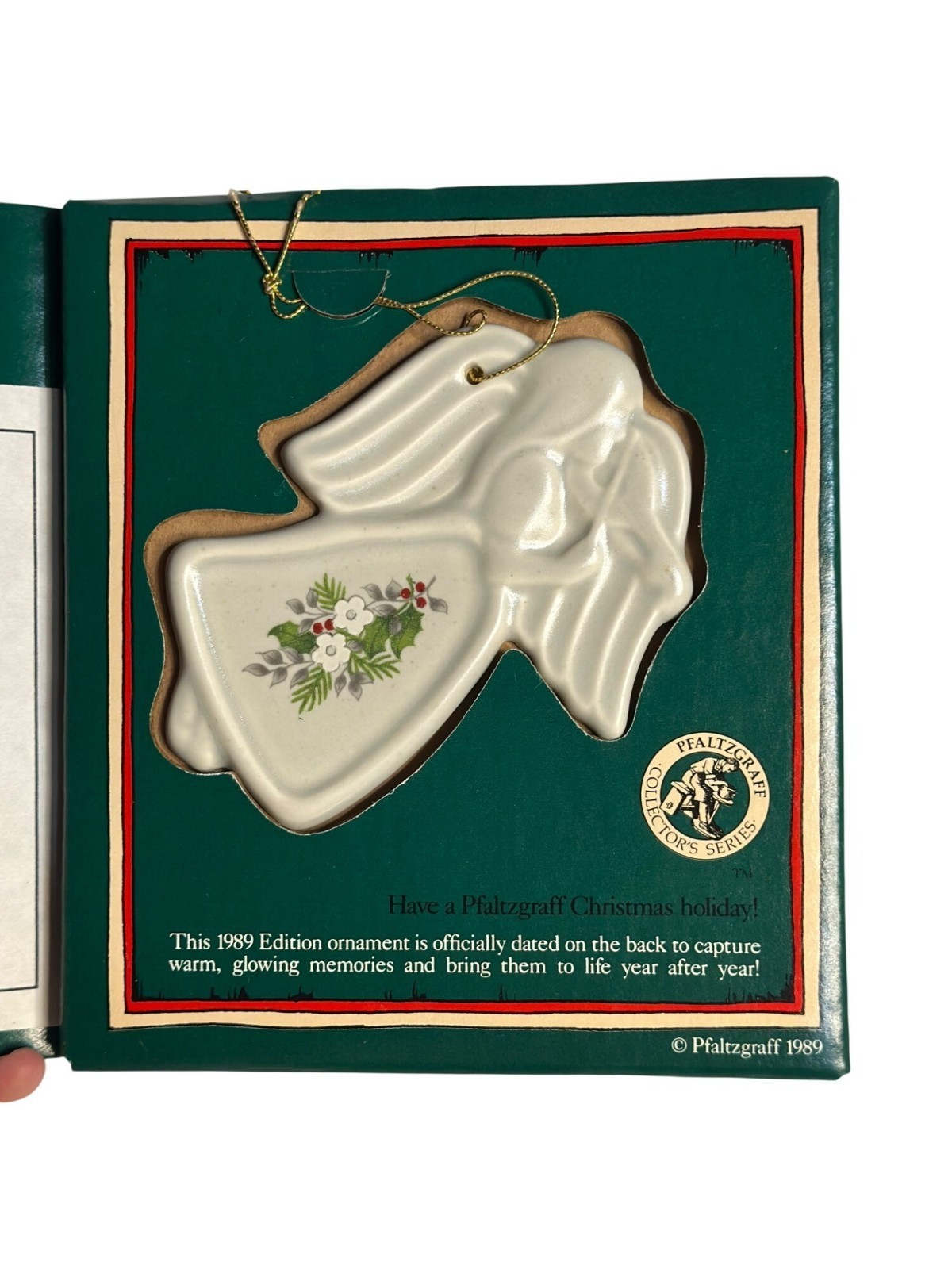 VTG 1989 Pfaltzgraff Angel with Violin Christmas Ornament Season’s Greetings NWB