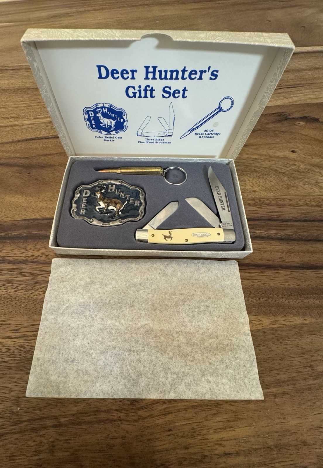Deer Hunter's Gift Set Pine Knot Stockman with Belt Buckle & keychain Lmt Ed NIB