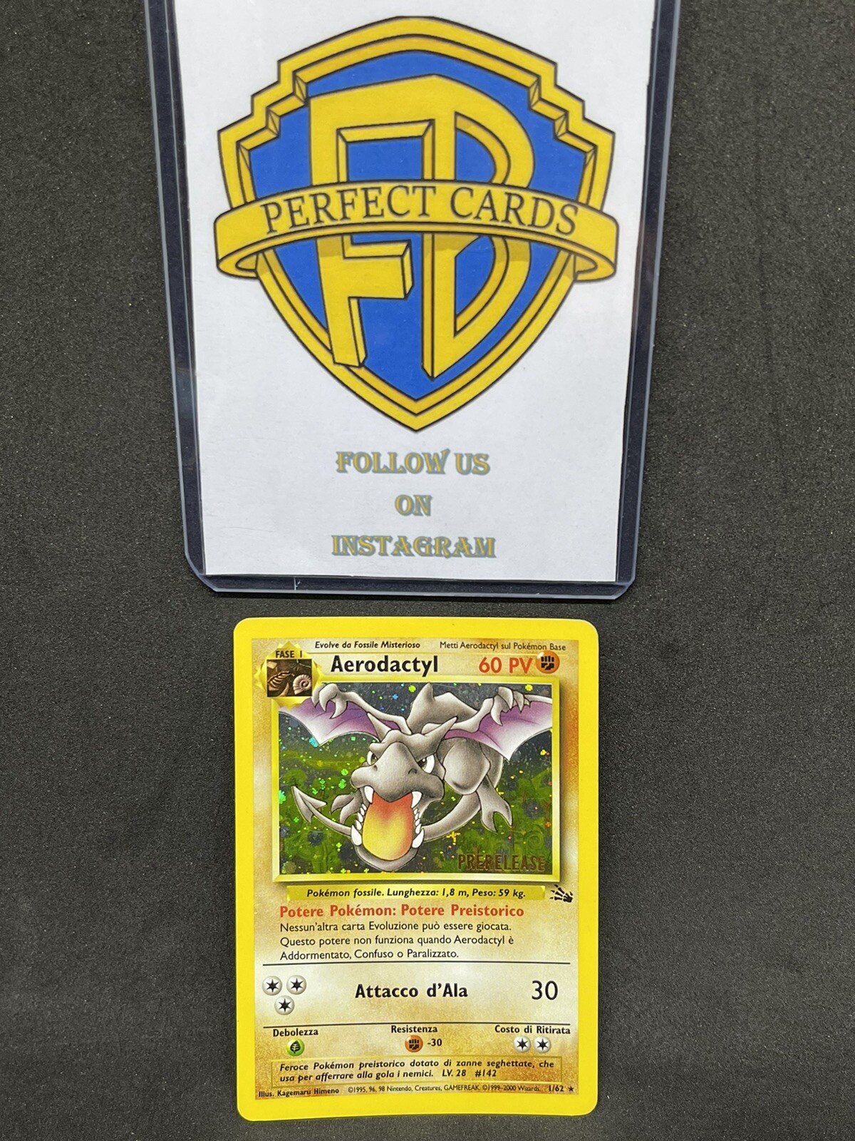 POKÉMON PROMO FOSSIL PRERELEASE AERODACTYL HOLO 1/62 NM {ITA}