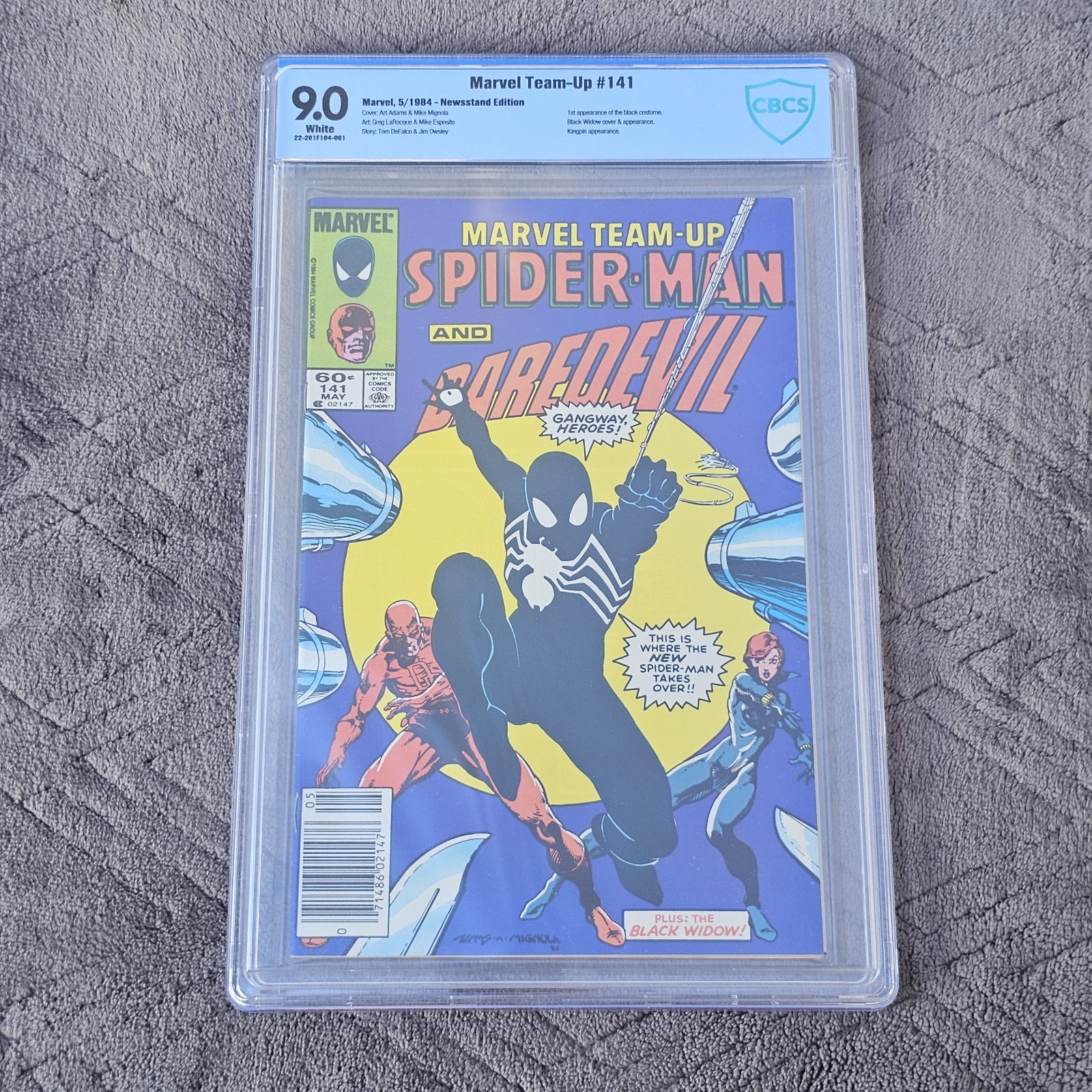 Marvel Team Up 141 CBCS 9.0 Newsstand White Pages 1984 1st Black Suit Spider-Man
