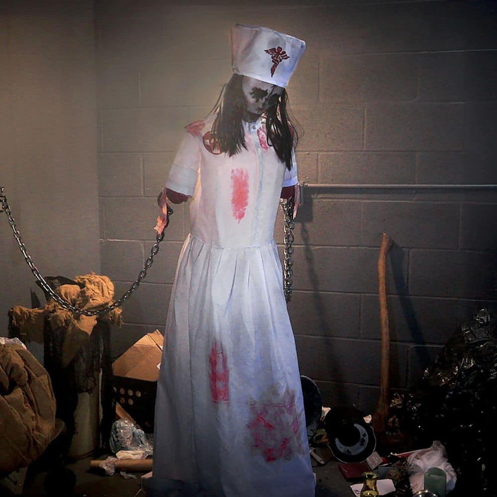 Convulsing Nurse 5.2 FT Animatronic Halloween Decoration Motion Activated Sounds
