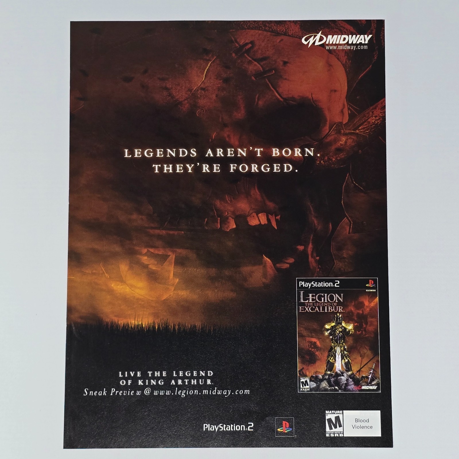 Legion Legend Of The Excalibur PlayStation 2 PS2 Authentic Magazine Ad