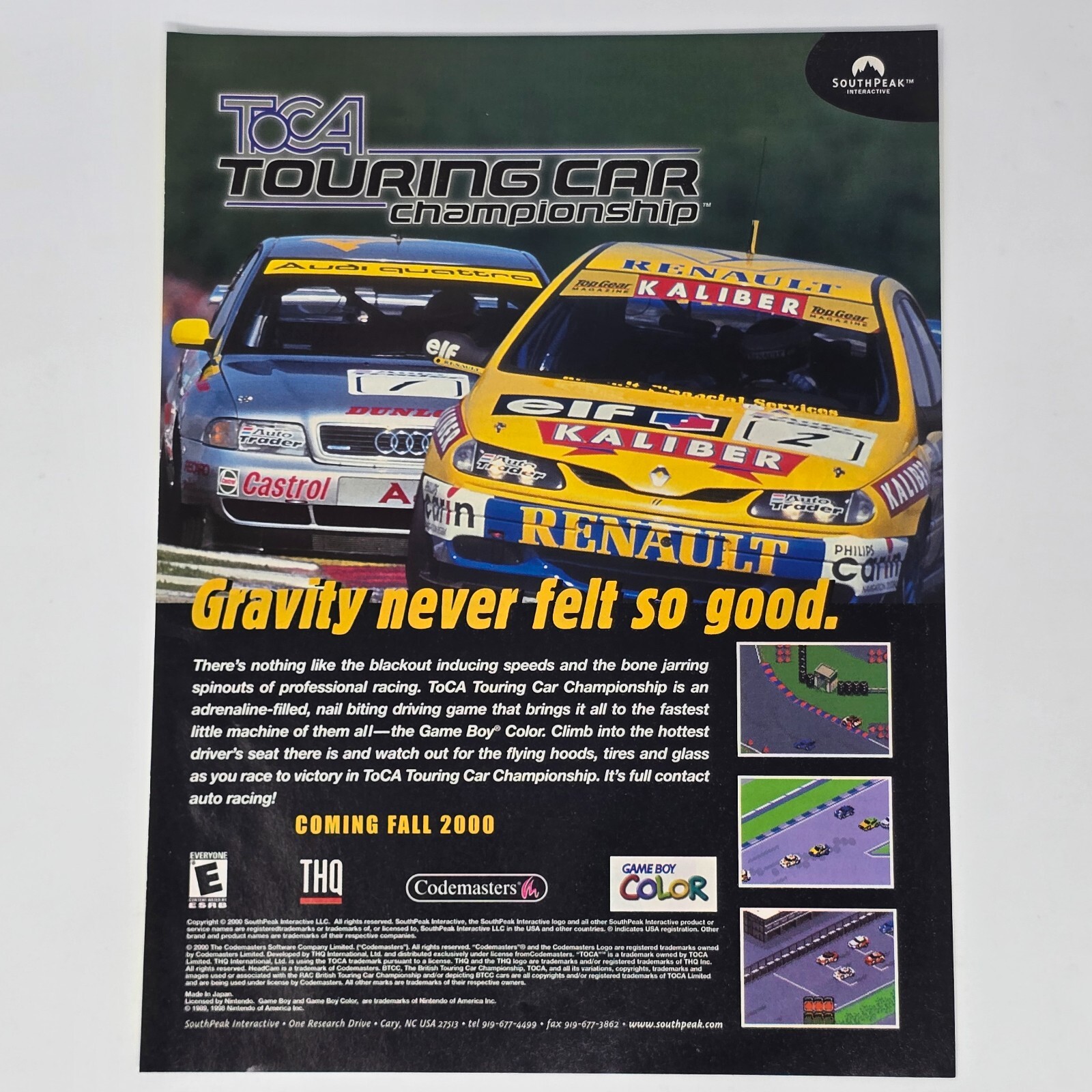 ToCA Touring Car Championship GameBoy Color Gravity Print Ad/Poster Promo Art