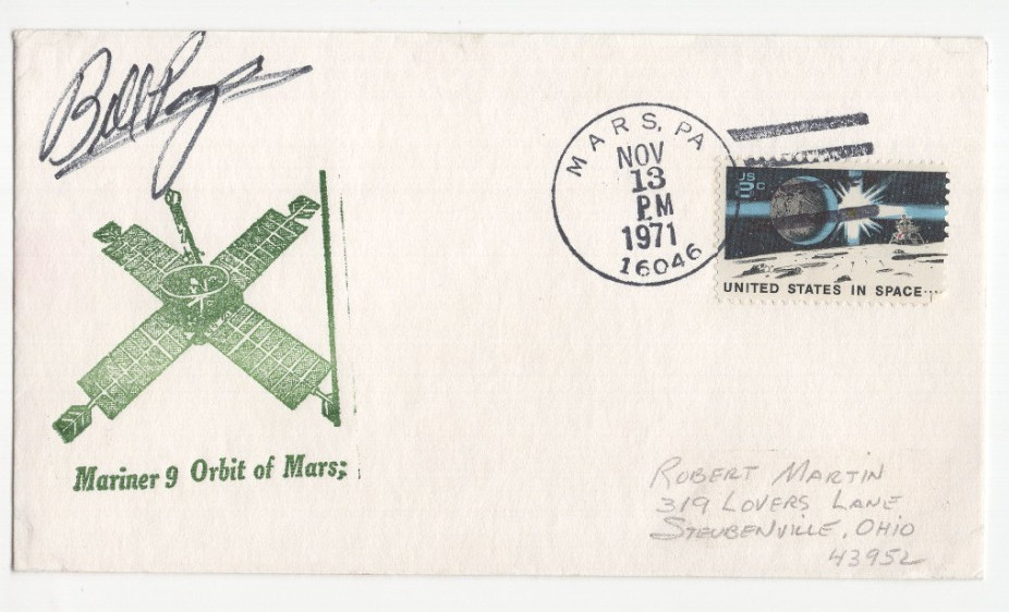 Bill Pogue Signed Cover Mariner 9 / Autographed NASA Astronaut