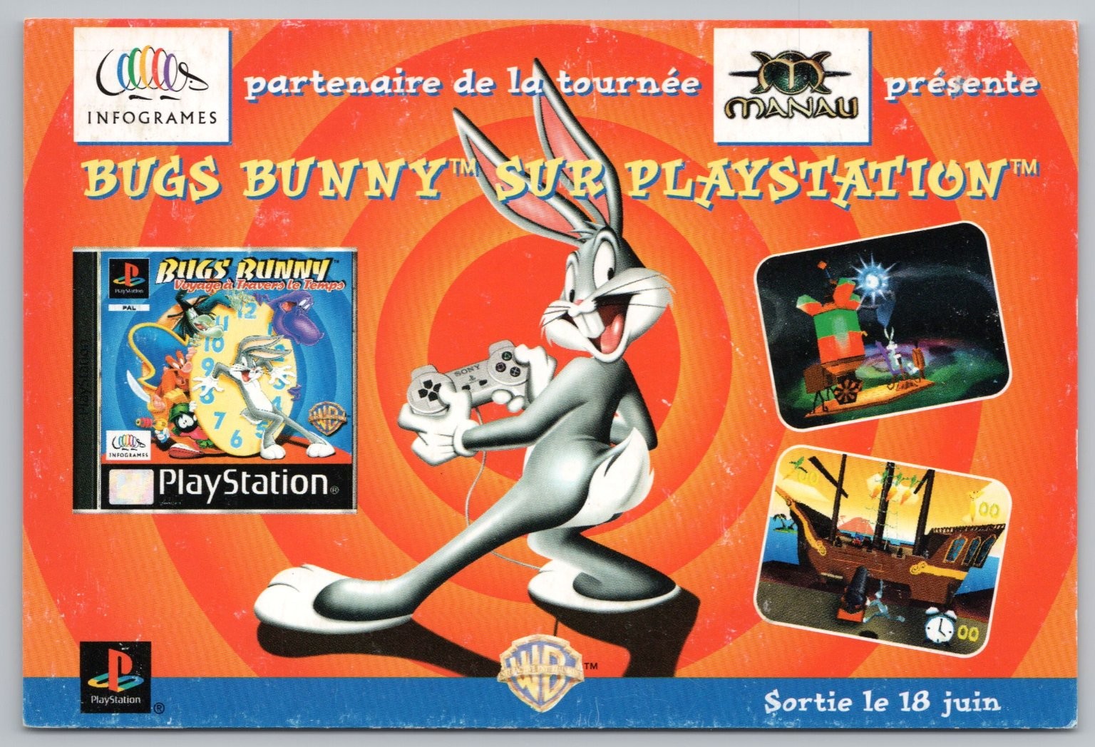 Bugs Bunny Lost in Time PlayStation PS1 Game French Advertising Postcard 1999
