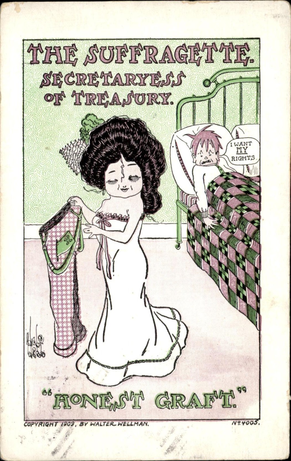 Women\'s Suffrage Satire Suffragette Humor HONEST GRAFT c1909 Postcard bhn