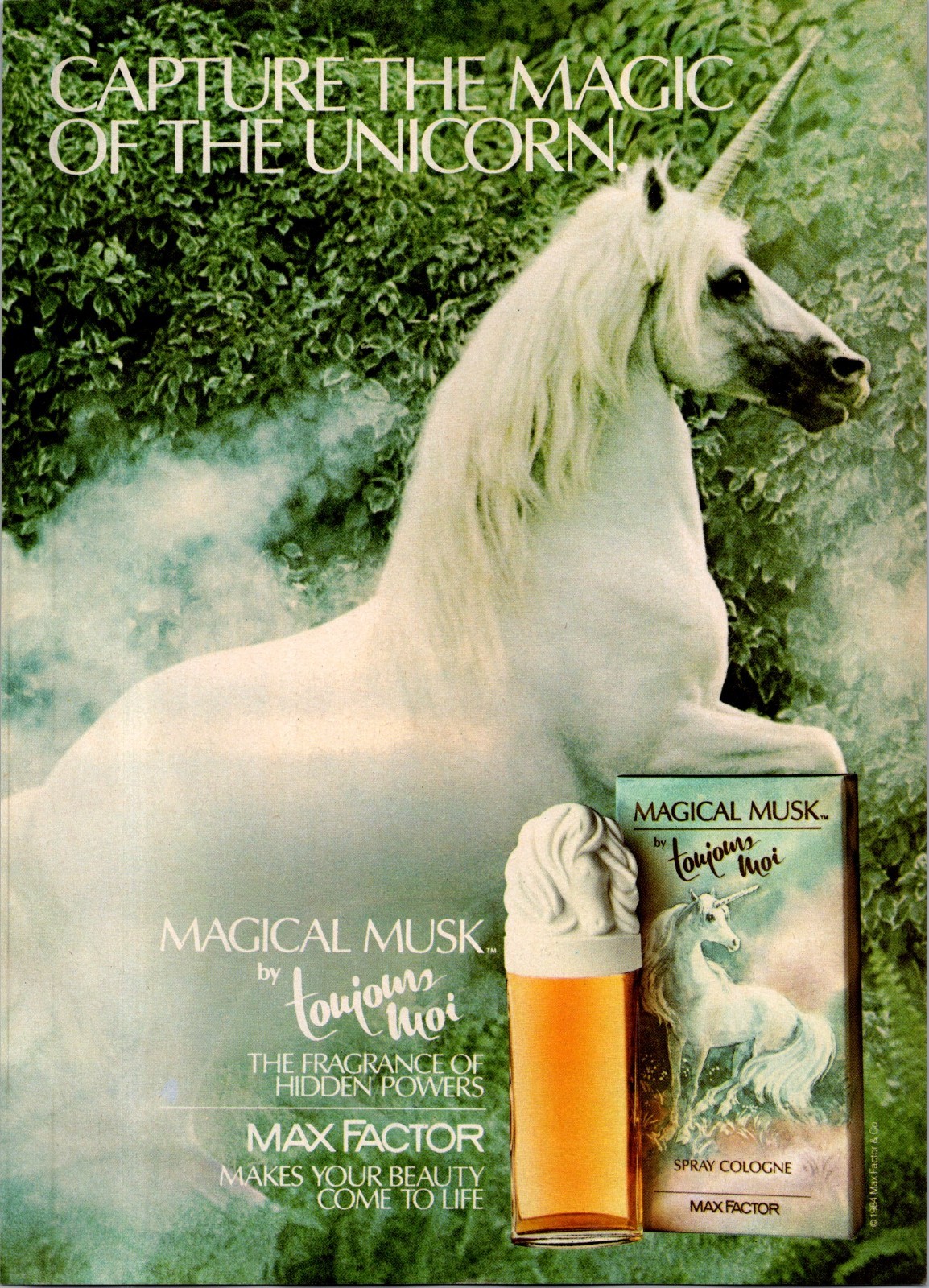 1984 • Magical Musk Unicorn Print Ad • 1980s Fashion iA.09