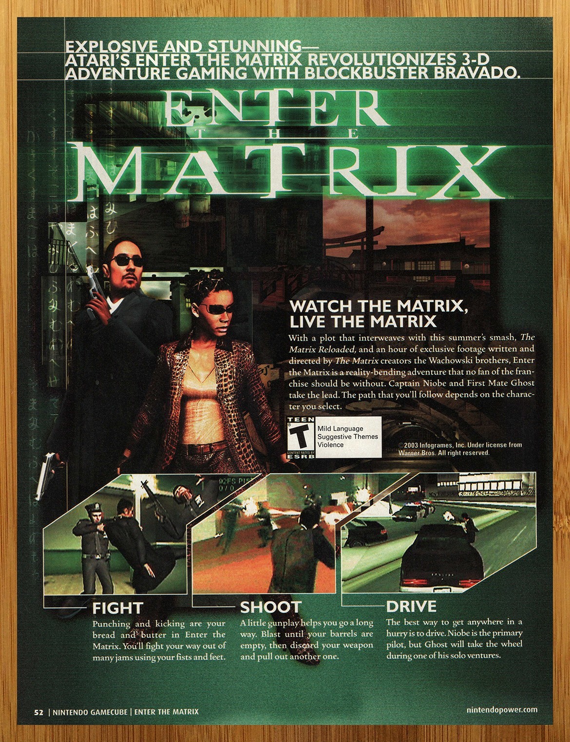 2003 Enter the Matrix Nintendo Gamecube Print Ad/Poster Official Retro Promo Art