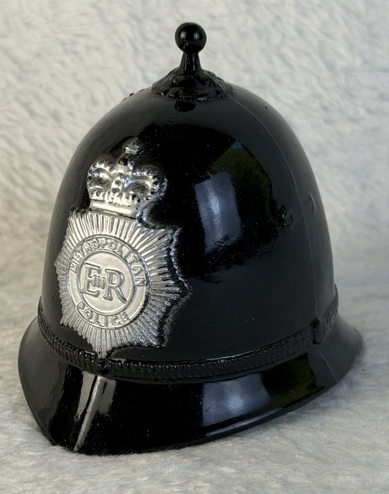 Vintage H Seener Black Bobby Helmet Metropolitan Police ER Crown Hand Bell RARE