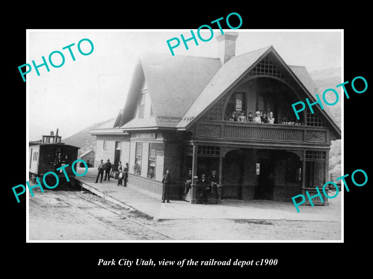Park City Utah View Of Railroad Station c1900 Old Large Historic Photo