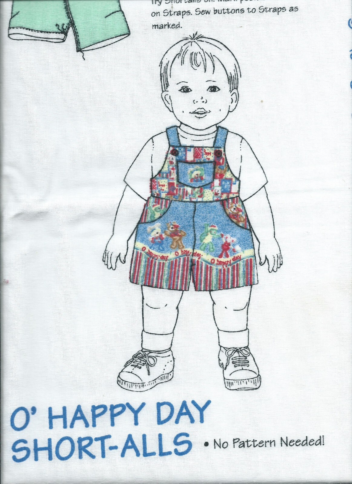 Daisy Kingdom O\' HAPPY DAY cotton SHORT ROMPER Cut & Sew pre-printed Cloth CUTE
