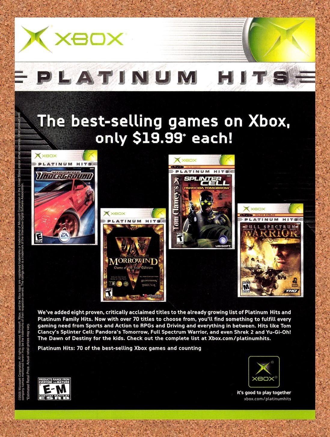2005 Microsoft Xbox Games Platinum Hits Original Advertisement / Retro Promo v2