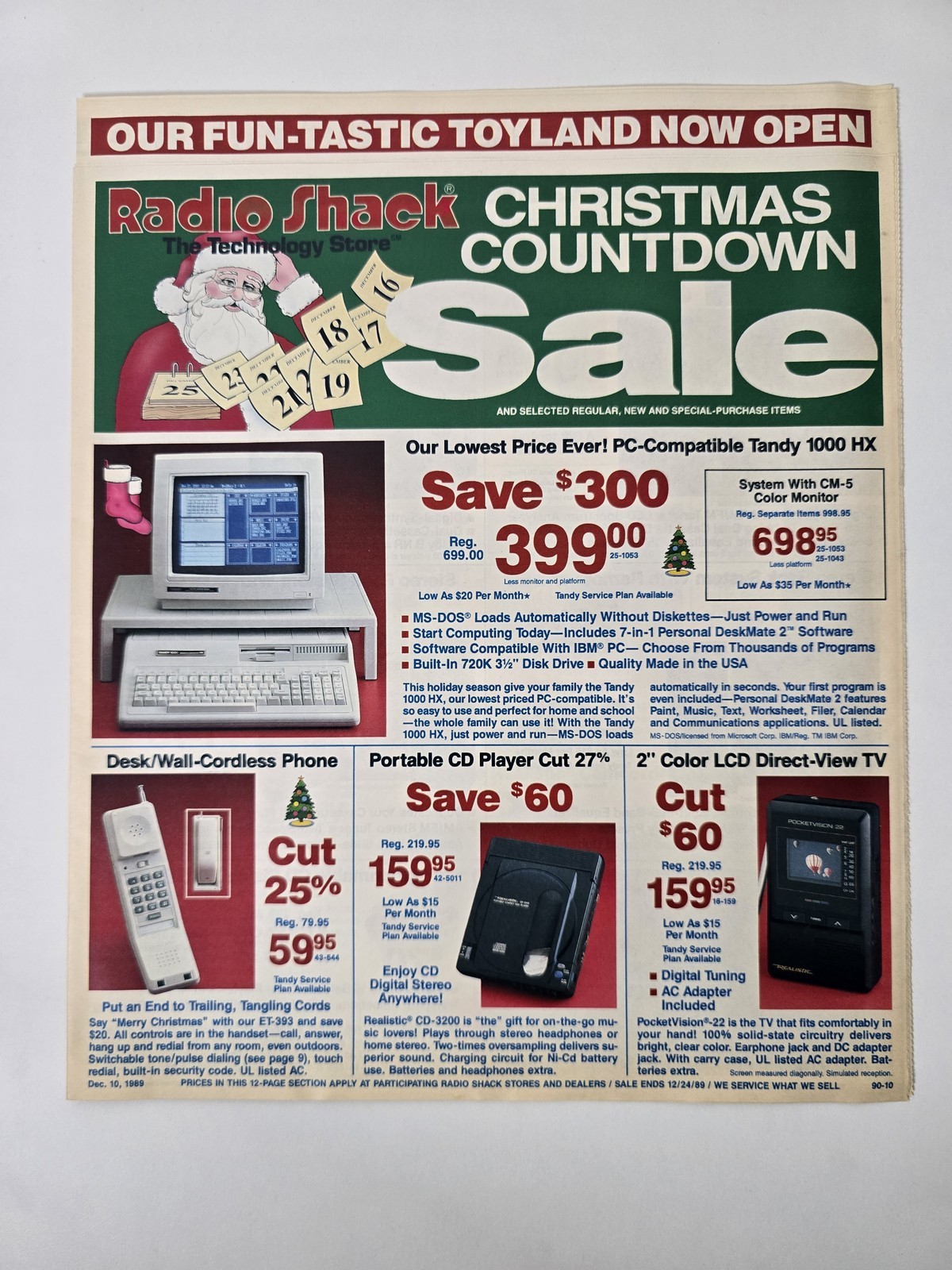1989 Radio Shack Christmas Catalog Tandy 1000 HX SL TL2 Toys 12 Pages Ad