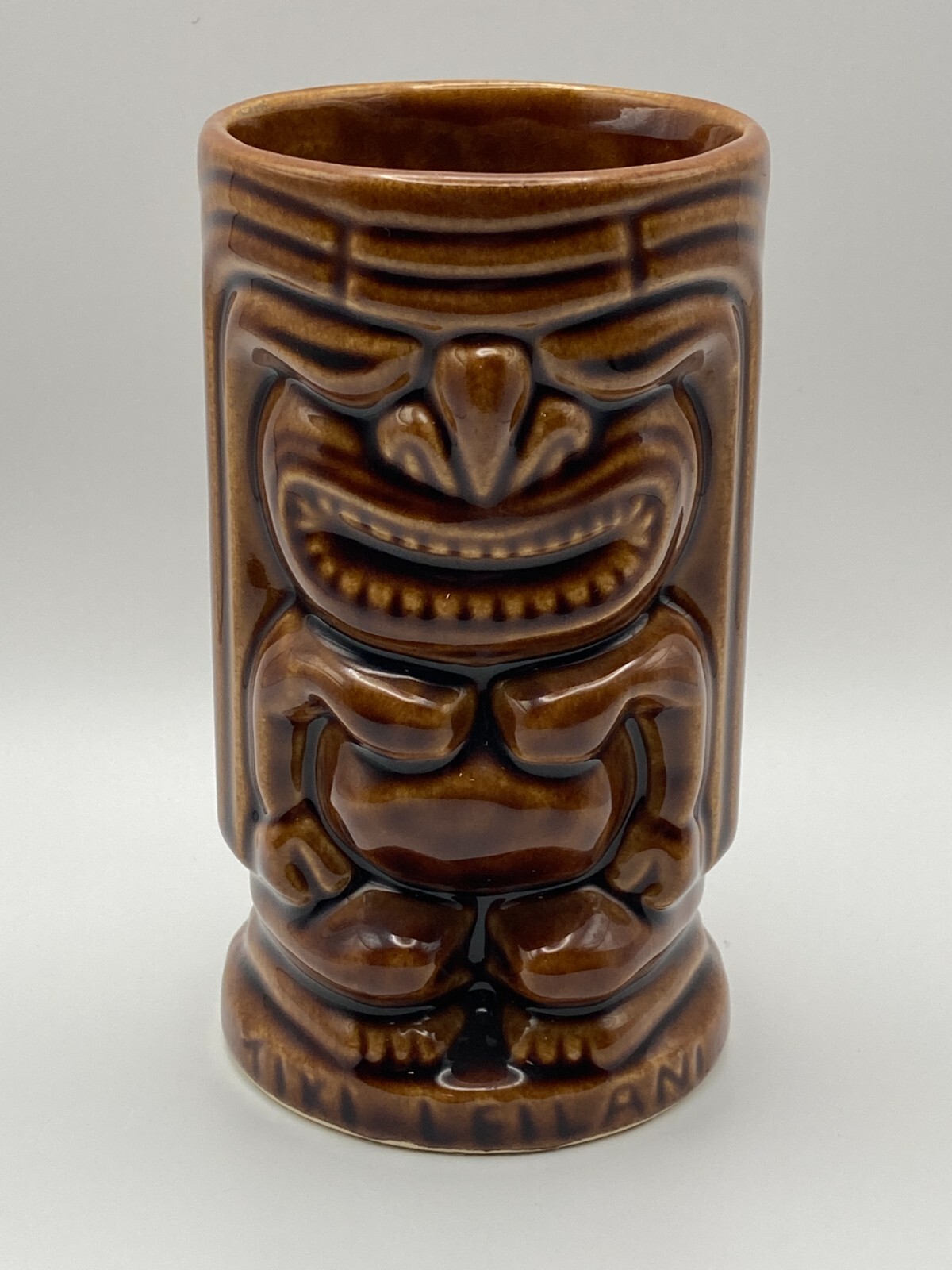 Tiki Leilani Brown Ceramic Mug Cup Tumbler Vase Hull