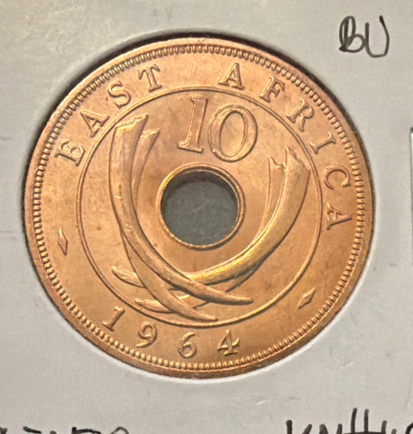 1964-H East Africa 10 Cents UNCIRCULATED Bronze Coin-KM#40