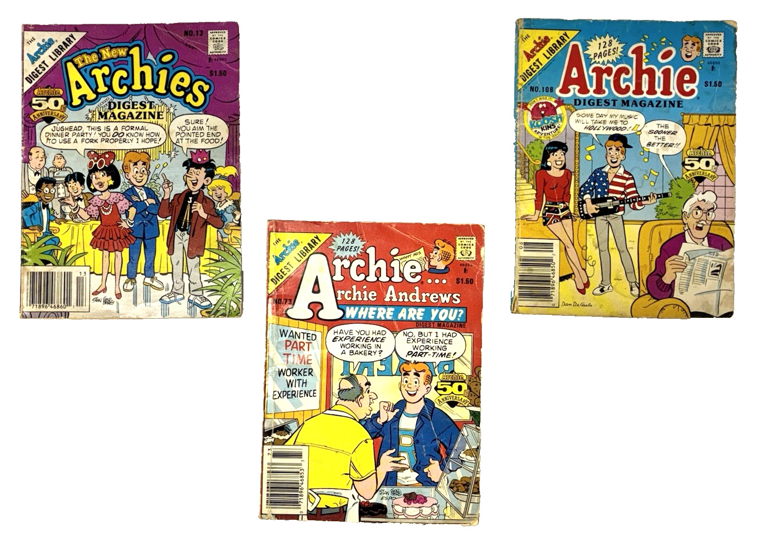 The Archie Digest Comics Lot of 3 Vintage Paperback Comic Books
