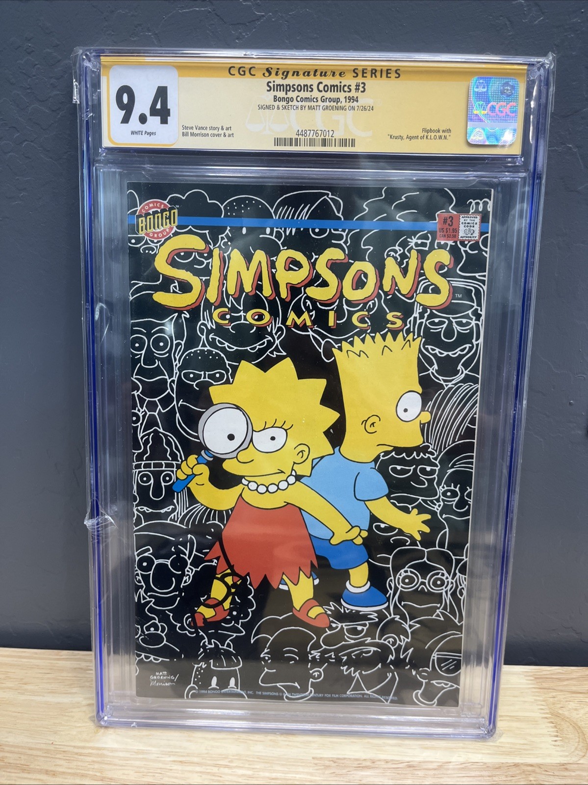 Simpson Comics #3 - Signed And BART Sketch By Matt Groening - CGC 9.4