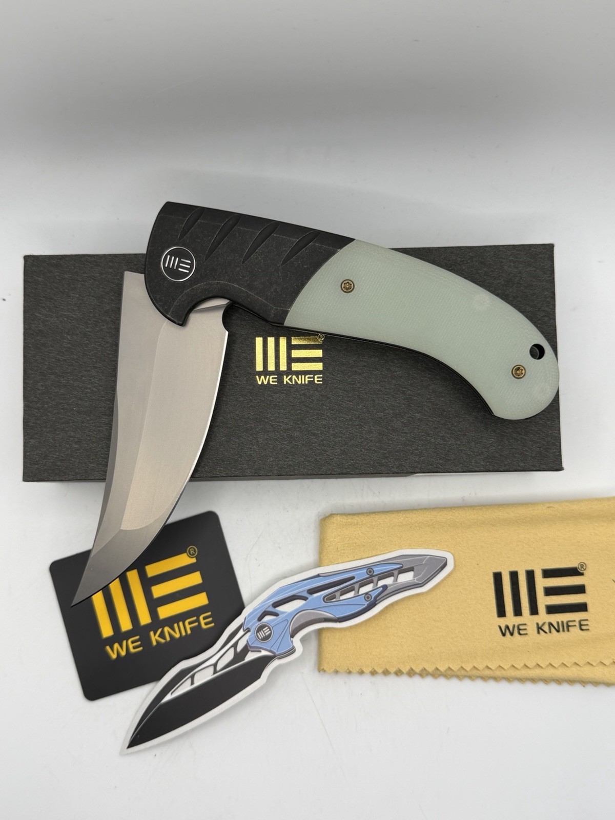 WE Knives Curvaceous Trailing Point Blade Jade Titanium Folder New WE20012-3