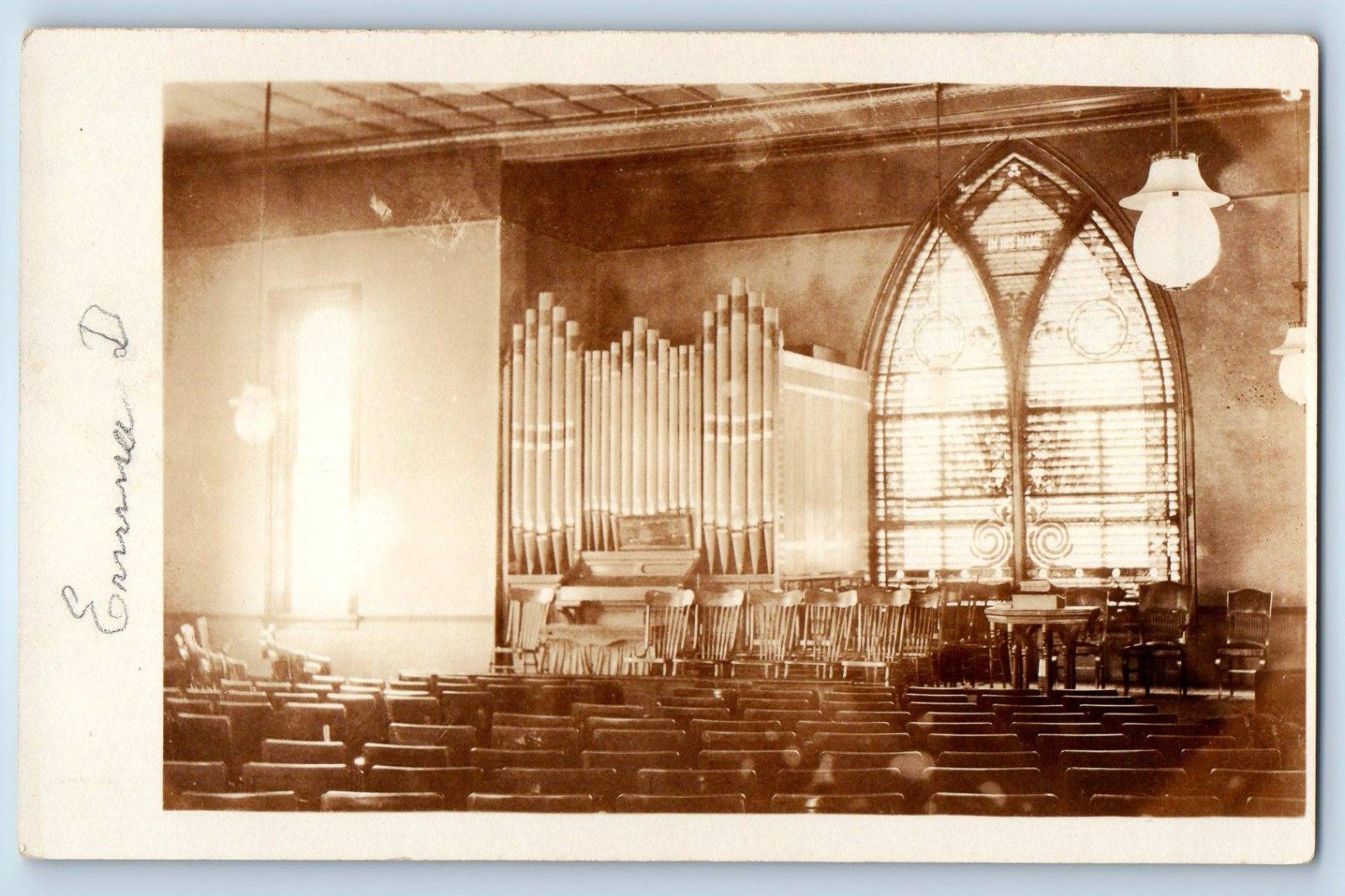 c1910's View Of Historic Church Interior RPPC Photo Posted Antique Postcard