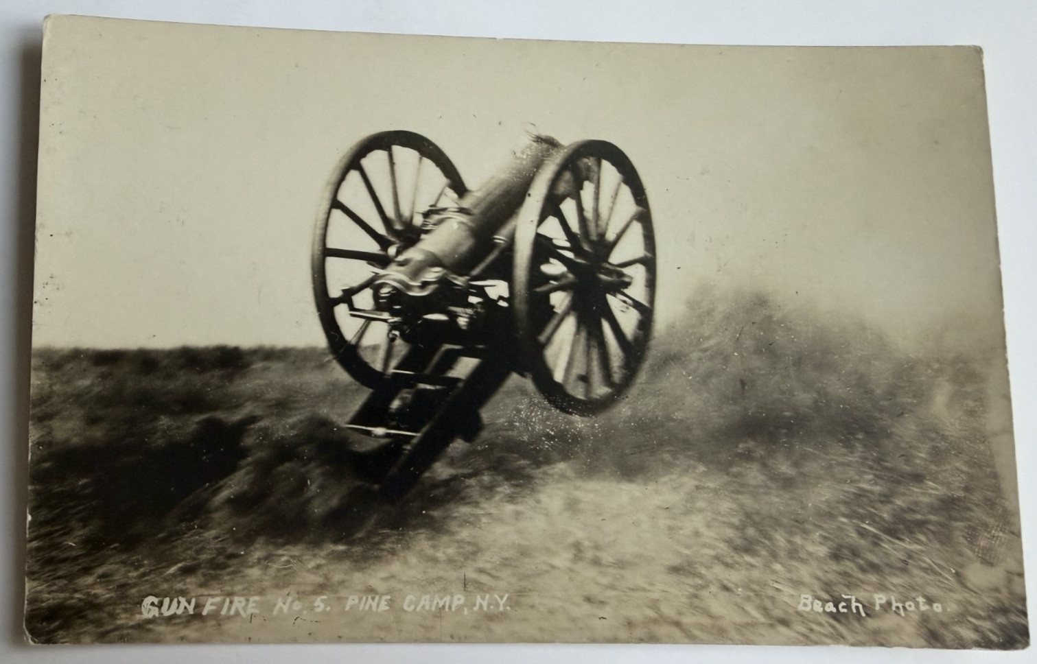 c1910s RPPC Gun Fire Canon pine Camp NY New York Military Real Photo