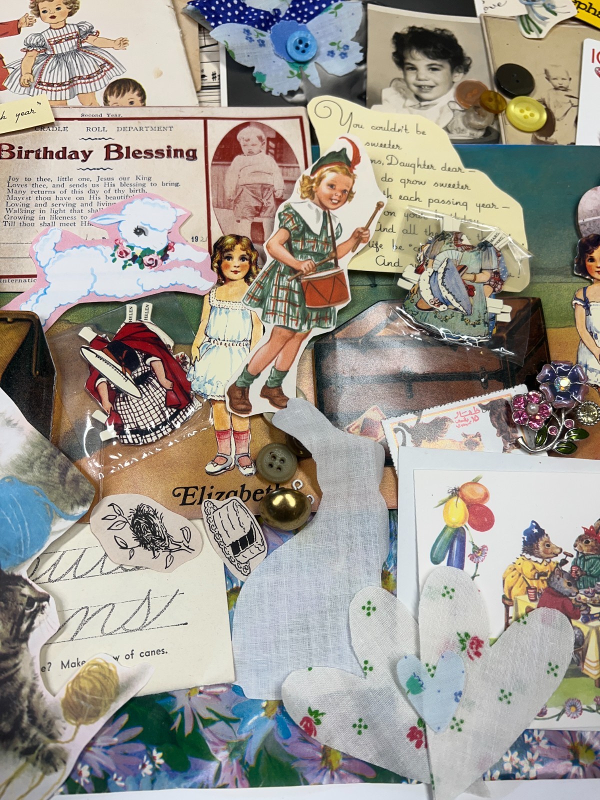 Vintage Childrens  Ephemera Junk Journal Pack Book Pages Collage Crafts