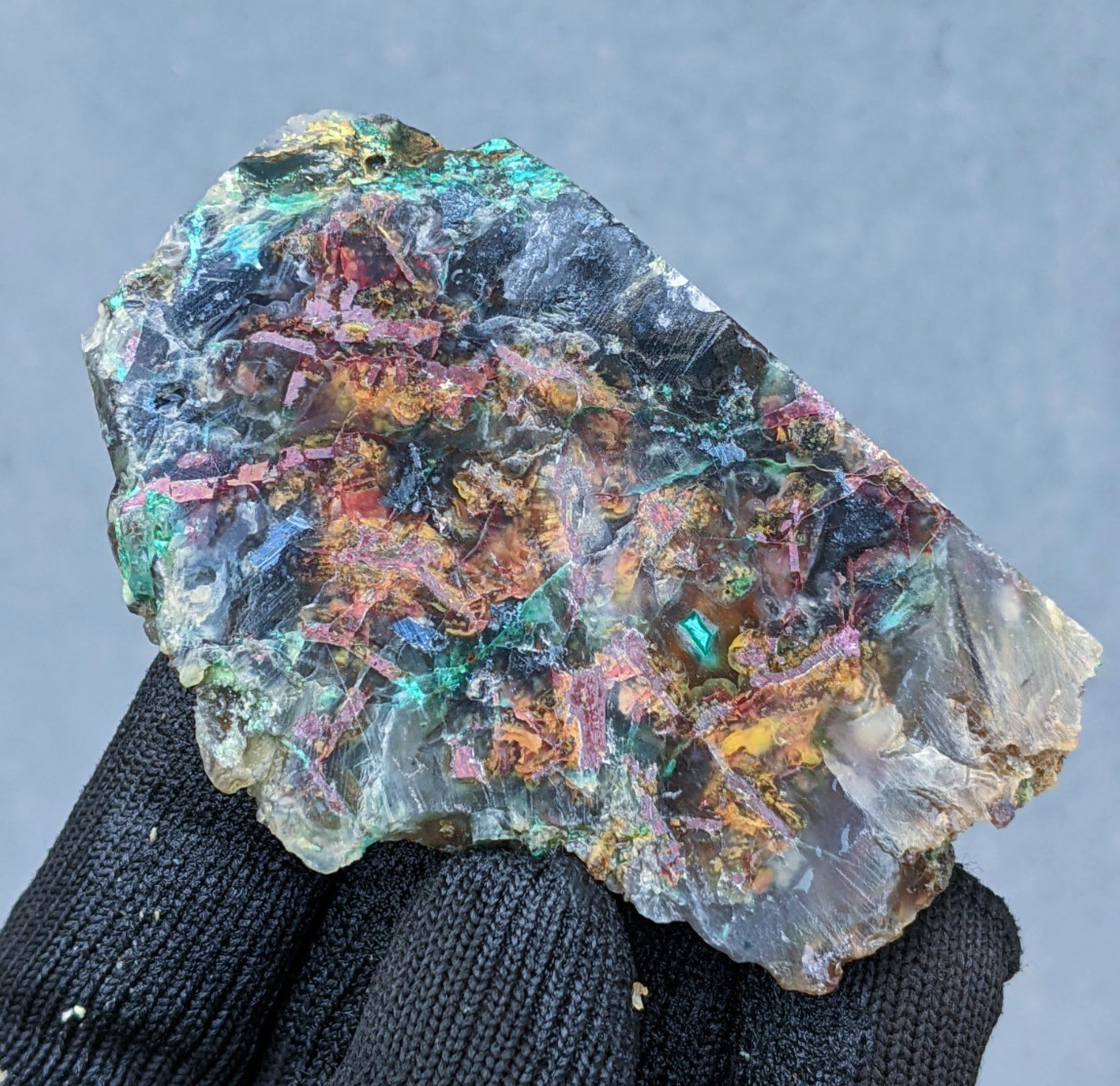 50gr Rare Chrysocolla With Copper In Chalcedony Slab Rought Collector Pieces