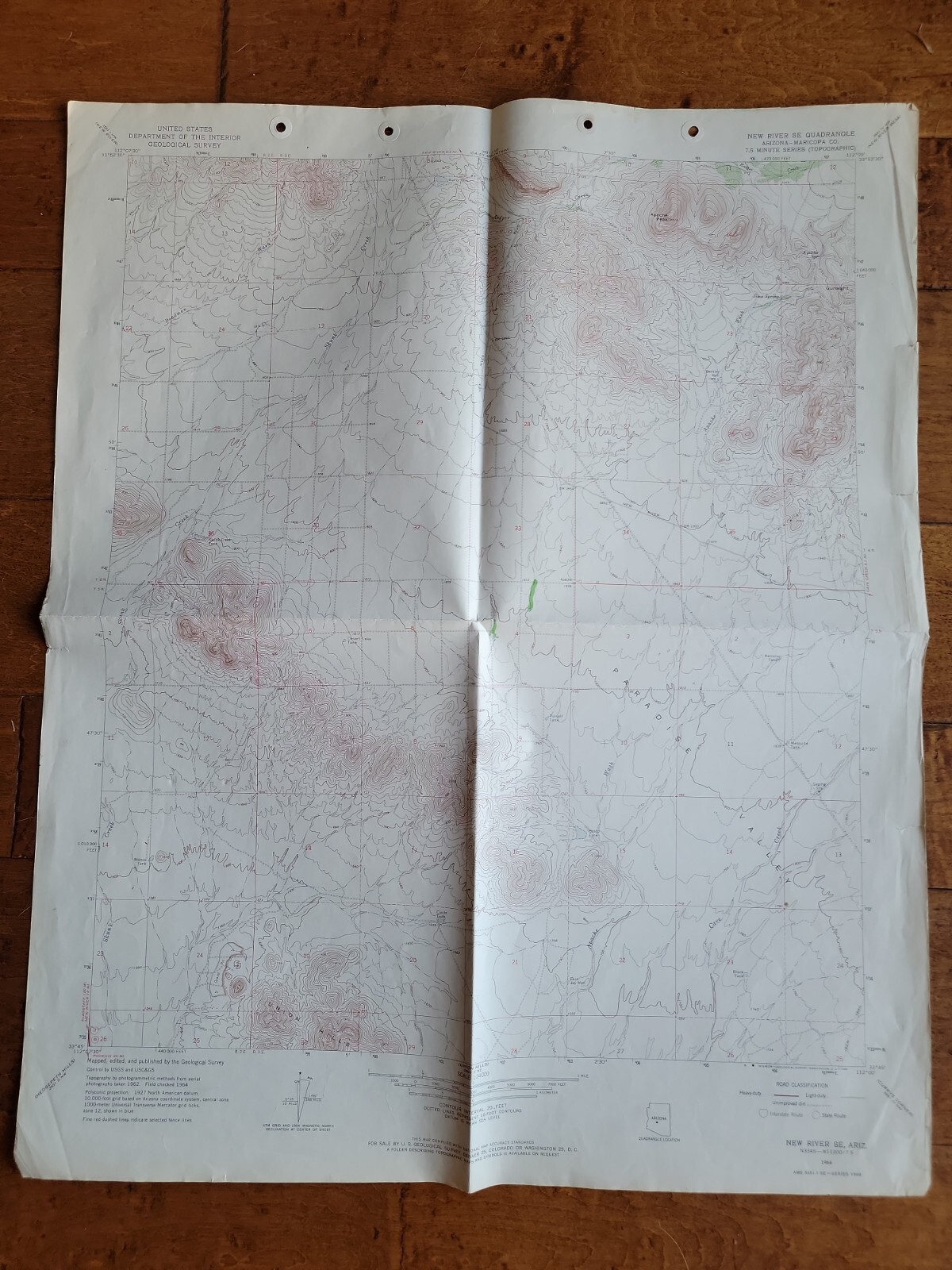 New River SE Arizona, US Dept Interior Geological Survey 1964 Topographic Map