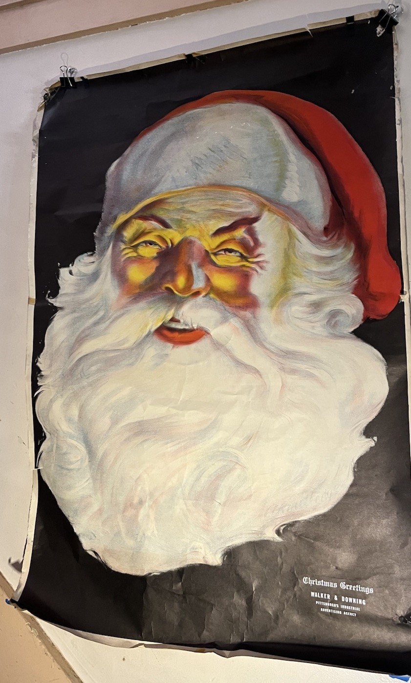 VINTAGE 1936 Santa Claus Advertising Poster 27” x  40” Pittsburgh Industrial