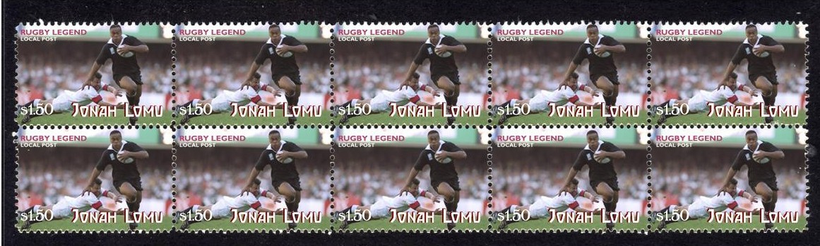 Jonah Lomu Nz Rugby Legend Strip Of 10 Mint Stamps 2