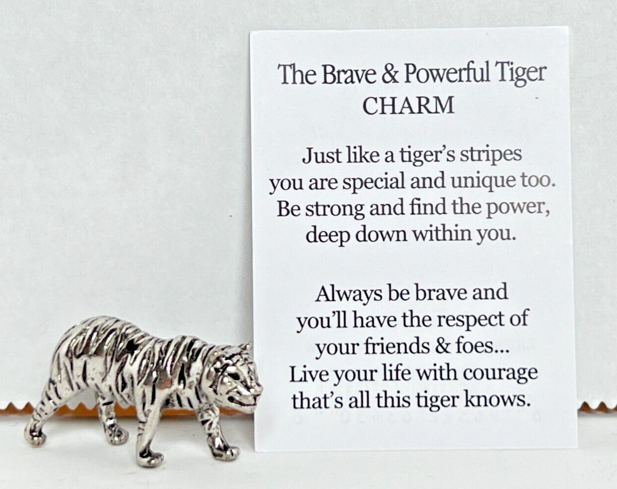 Ganz Brave & Powerful TIGER Charm Figurine +Card Have Courage Be Strong 1 1/4\