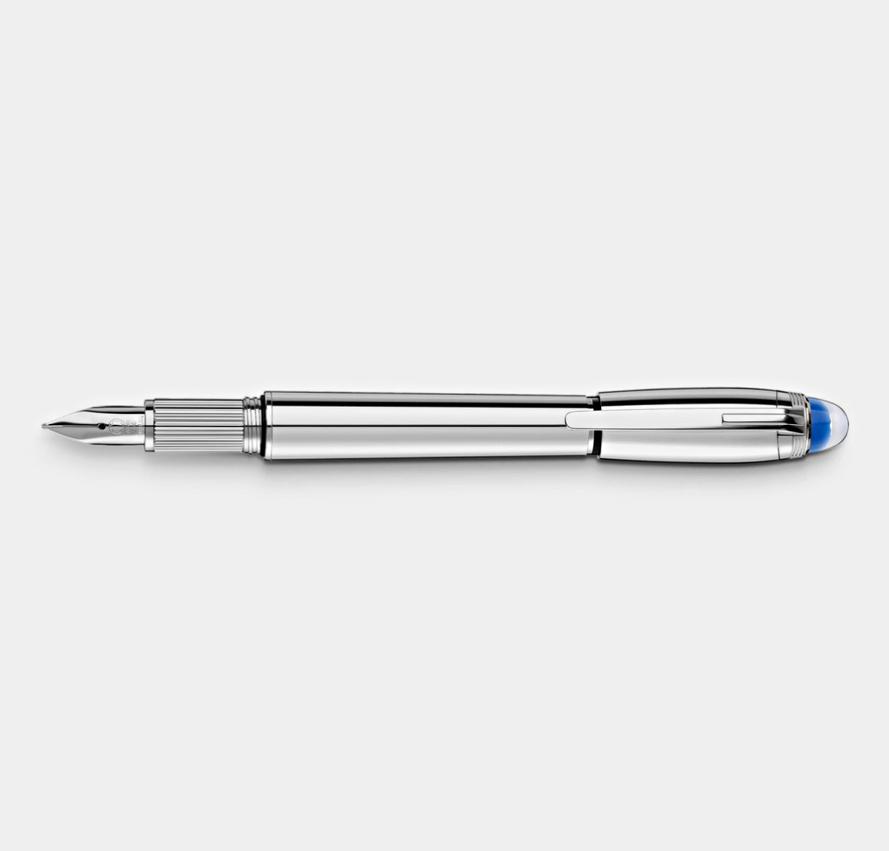 Montblanc StarWalker Metal Fountain Pen Black Ink Blue Cabochon Cap Chrome Trim